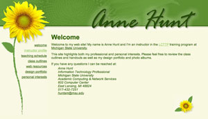 Anne Hunt's sunflower web page design