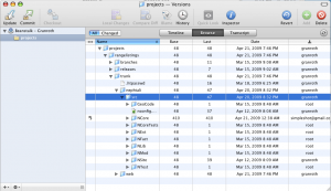 Screenshot of Versions, an SVN app for the Mac