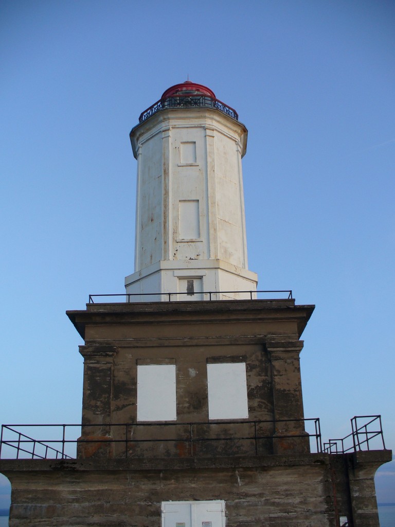 A closer view of the lighthouse.